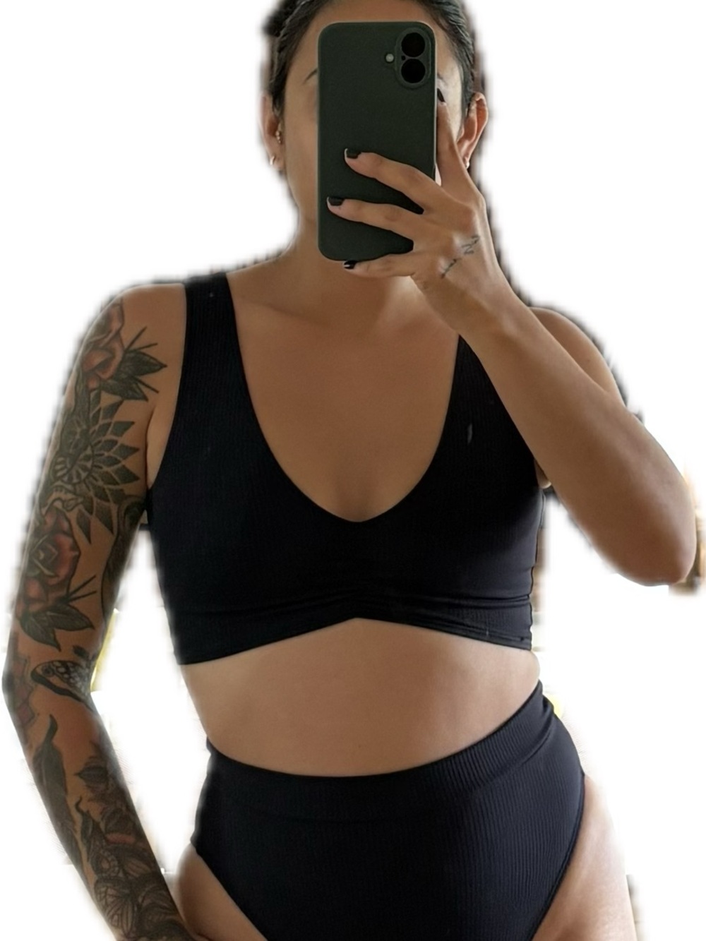 Black Ribbed Tank Bikini Top - Picture 4 of 5